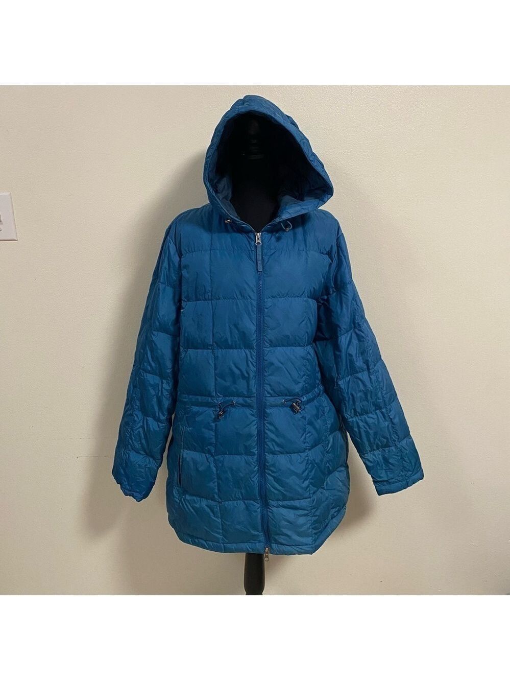 L.L. Bean Down Jacket Womens XL Teal Hooded Downtek parka coat